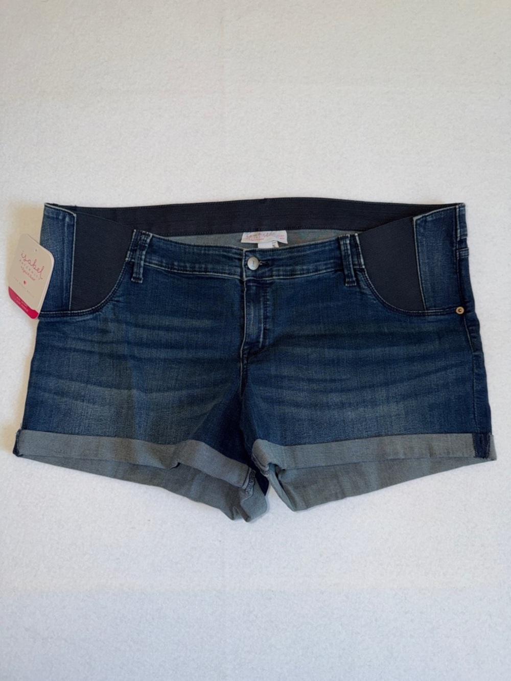 Isabel Maternity Rolled Cuff Maternity Shorts by Ingrid & Isabel in Dark Indigo